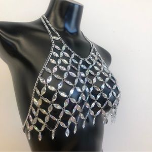 Colorful Gem Body Chain Bra